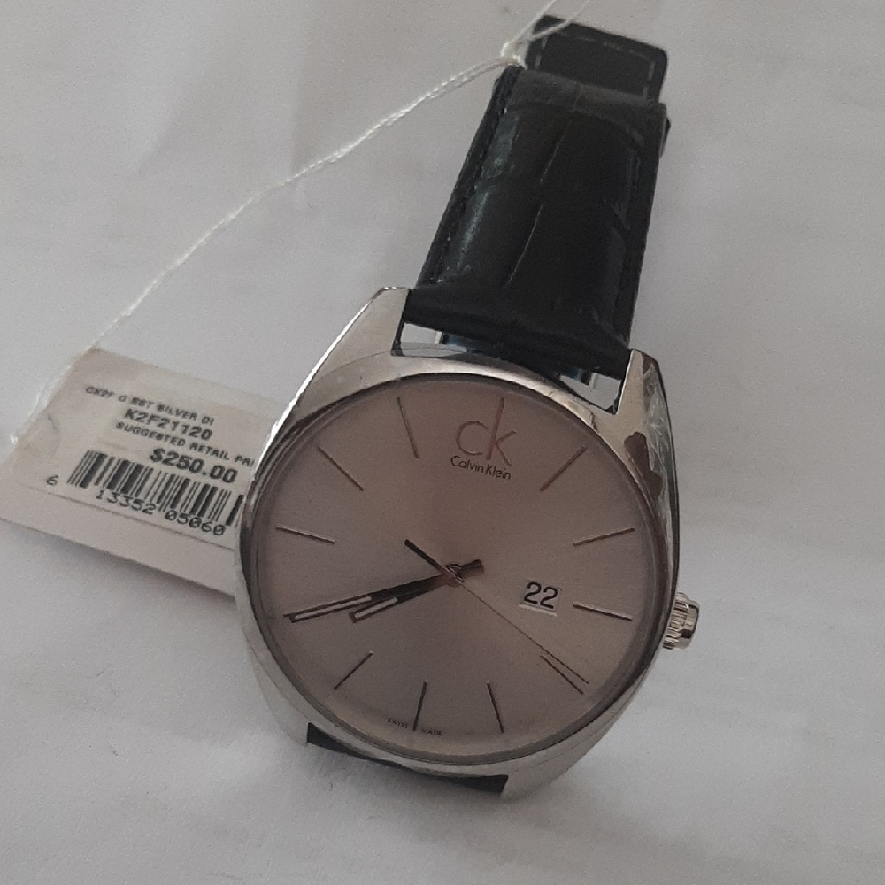 Calvin Klein Silver Dial Black Strap Watch